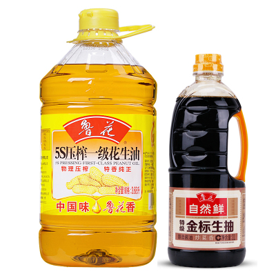 [组合]鲁花5S一级花生油3.68L*1 + 自然鲜金标生抽酱油 1L*1