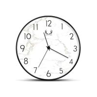 新中式书法挂钟客厅家用时钟挂墙办公室字画钟饰静音钟表艺术表B 20-鹿角款-钟表 12英寸-实木质黑色框