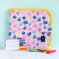 画画板儿童幼儿园涂鸦写字可擦无尘水粉笔多面绘画本家用防摔玩具 粉色小动物(8页+6支水粉笔)