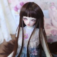 [泡泡家]BJD娃娃假发直刘海长发3分4分6分高温丝超软丝古风盘发 茶棕色(只有一顶假发) 6分15-16.5cm