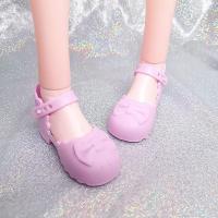 60厘米芭比娃娃鞋子bjd叶罗丽娃娃帆布鞋绣花鞋长靴高跟皮鞋配件 紫色低跟鞋 60厘米娃娃专用鞋子