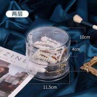 耳环发夹首饰收纳盒多层旋转透明小手饰品耳钉项链头绳儿童发饰盒 2层 -旋转首饰盒