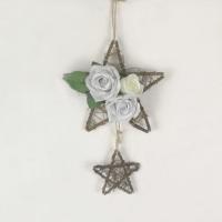 壁花装饰创意挂墙花店铺客厅墙面装饰品挂件奶茶店咖啡厅玄关挂件 蓝玫瑰-小号五星