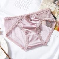 2/3条装蕾丝内裤女性感超薄透明中低腰无痕镂空网纱女士三角裤头 豆沙粉 M 建议[85-115斤]