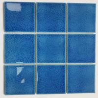 佛山批发室内外游泳池儿童陶瓷蓝色马赛克瓷砖100mm冰裂水鱼池砖 100X100mm XFB10004