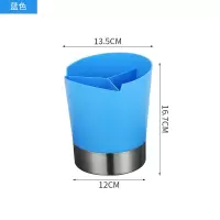圆形吧台吸管桶分配盒奶茶店专用创意吸管座收纳架三格分配器商用 三格吸管收纳座(蓝色)