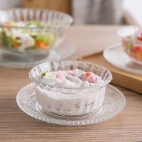 玻璃碗甜品碗冰激凌碗透明玻璃碗勺子碟子套装糖水碗水果沙拉碗