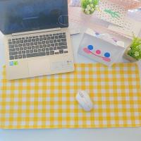 森林女孩桌垫原可爱格子少女心餐垫史莱姆粘土玩泥不粘手工鼠标垫 黄色格子餐垫 67*30cm