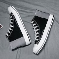 一脚蹬夏季男鞋帆布潮鞋百搭透气板鞋小白休闲老北京布鞋子男潮鞋 黑红[特价款] 39