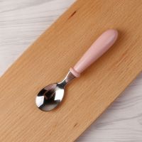 自己叉子单只面条喂饭宝宝大号吃饭勺子卡通叉子安全自己儿童单个 北欧餐具-304粉勺子[小号] 满4