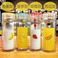 双层防烫水果玻璃杯女学生可爱隔热水杯个性便携韩版情侣泡茶杯子 随机240ml无茶隔