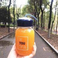 韩国创意潮流玻璃杯个性可爱女学生大肚简约清新便携随手水杯子男 小布丁[Be you]