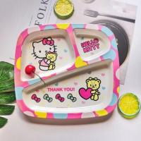 爱莎公主餐盘卡通儿童餐盘索菲亚餐盘汽车餐盘凯蒂猫分格盘防摔 凯蒂猫 无赠品