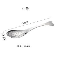 [正当禾]304不锈钢 鱼勺调羹汤勺汤匙甜品咖啡勺创意儿童卡通勺 银色 中号 1支