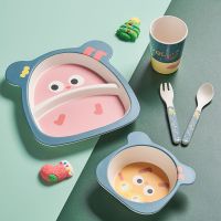 【五件套】竹纤维餐具套装儿童碗叉勺子宝宝吃饭分隔餐盘可爱卡通 小雏鸡 【碗/三件套】碗+叉勺