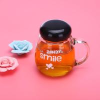 [四色可选]可爱随手杯小巧企鹅玻璃杯马克杯送茶隔和杯套400ml 黑色花茶杯1只装[ 送茶漏]