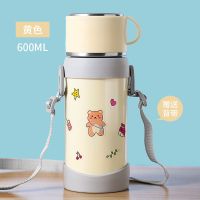 家用大容量1000ml户外水壶女保温瓶婴儿宝外出便携学生宿舍保温杯 黄色(小容量无手柄) 单壶(无赠品)