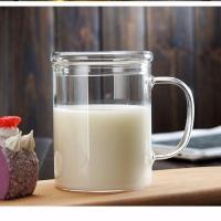 大容量玻璃泡茶杯加厚带盖透明喝水杯带把手耐热茶具办公杯 懒人杯小号(400ml)