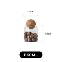 储物罐玻璃罐子家用干果杂粮瓶收纳瓶茶叶罐咖啡豆香料罐密封罐 圆木塞小号(500ml)高10
