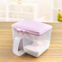 两格一体调料盒塑料厨房用品收纳家用调味品瓶装味精的盐糖罐子 双格粉色