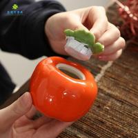 礼盒创意陶瓷柿子茶叶罐密封罐小号刻字柿柿如意普洱茶 事事如意(单个普通装)