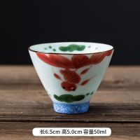 手绘三才盖碗茶具套装茶杯白瓷景德镇陶瓷茶壶功夫茶盖碗玻璃盖碗 手绘金鱼茶杯-单个装(买三送一)