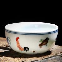 2.8亿明成化斗彩鸡缸杯羊脂玉单个大号小号品茗功夫家用陶瓷茶杯 小号-羊脂玉鸡缸杯59ml 1个装