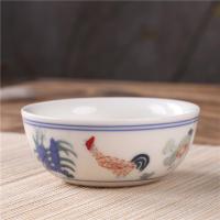 精工手绘版仿古大明成化制斗彩鸡缸杯功夫茶杯陶瓷主人品茗茶杯 鸡缸杯——大号