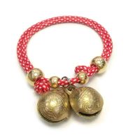 宠物项圈猫咪围脖泰迪铃铛饰品奶猫可爱项链小型犬可调节脖圈挂饰 红色(两只虎头铃铛) XS码:15cm适合2-4斤