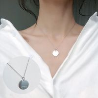 电镀彩金项链锁骨链女锆石星星项链女短款简约学生玫瑰金项链韩版 四#圆牌项链