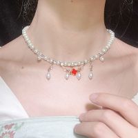 汉服软璎珞项圈坦领襦裙唐风诃子裙配饰古风珍珠项链古装头饰额饰 四叶草小项链