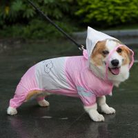 柯基雨衣全包狗狗雨天衣服宠物四脚防水柴犬小型犬雨披中型犬专属 甜美樱花(精灵帽) XS胸围/背长47/30(1-3斤)