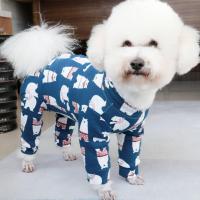 宠物用品服饰泰迪比熊狗狗春秋薄款包肚四脚衣公母狗护肚打底 藏青北极熊薄款(包肚 长腿) 8号(胸围30,背长约24)