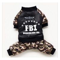 新款加厚羽绒棉衣狗狗衣服泰迪吉娃娃贵宾宠物秋冬装四脚衣服 FBI迷彩服 S