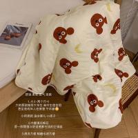 馨帮帮杂货铺 卡通小熊毯子午休小被子沙发休闲毯毛毯盖被空调被 月亮小熊被 105*130cm