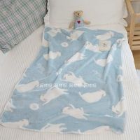 ins珊瑚绒猫咪毛毯办公室午睡单人加厚盖腿毯子法兰绒小毛毯被子 蓝色猫咪毯子 小号约70*100cm
