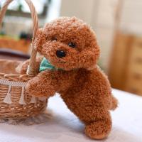 正版仿真狗泰迪狗公仔毛绒玩具小狗狗玩偶娃娃泰迪犬儿童玩伴礼物 小号围巾款长27厘米浅棕 仿真泰迪趴款