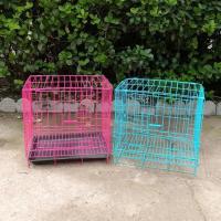 狗笼子铁丝笼350折叠狗笼垂耳兔白兔猫咪小型犬笼具发狗专用 红色(带托盘) 350#(35*26*34)