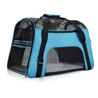 呗町森狗包外出便携宠物包泰迪狗包斜跨式宠物透气包猫包外出便携 蓝色 透气款小号推荐4斤内