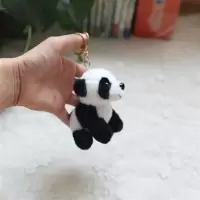 仿真大熊猫钥匙扣毛绒熊猫公仔布娃娃书包挂饰背包挂件包包饰品女 仿真大熊猫挂件12厘米