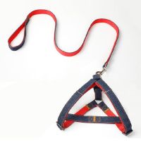 狗狗牵引绳遛狗绳泰迪比熊猫咪小型犬胸背带背心式狗链子宠物用品 牛仔款 S-建议3-5斤宠物