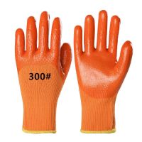 10双加绒加厚劳保手套毛圈发泡防滑耐磨冬季冷库保暖防水浸胶工作 加厚加绒毛圈防水防油PVC 5双装