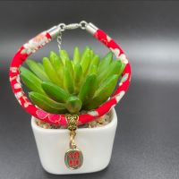 猫项圈狗项圈铃铛日本和风招财项圈可调节铃铛小猫项圈虎头铜铃铛 双面招财纳福-红色 XS（颈围15-20cm）