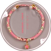 猫咪无声铃铛和风猫项圈猫项链猫圈猫铃铛颈圈脖套猫牌猫生活用品 浅粉色 梅花粉镂空铃铛 XL-超大型(适合16-28)