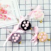 买二送一羊毛毡戳戳乐学生入门小猫爪新手工DIY材料包铃铛猫爪 白猫爪铃铛(手机绳送工具)