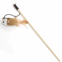 猫玩具逗猫棒逗猫神器铃铛老鼠木质棒小猫玩具羽毛逗猫棒猫咪玩具 颜色随机 木头老鼠逗猫棒