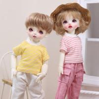 {泡泡家}BJD.YOSD6分30cm娃衣服叶罗利短袖长裤衬衫发带套装日常 浅绿短袖一件(不送内裤) 送内裤一条