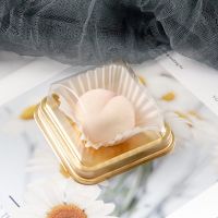 烘焙班戟雪媚娘绿豆糕月饼千层慕斯蛋糕透明加厚方形一次性包装盒 金色盒 50套