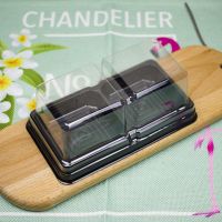 两格雪媚娘包装盒泡芙糯米滋2粒装蛋黄酥肉松小贝烘焙西点吸塑盒 W060黑色盒子 20个