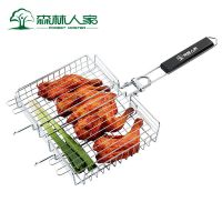 烧烤工具 不锈钢方形立体折叠烧烤网夹 汉堡烤架网烤鸡烤鱼网架子 KW3024